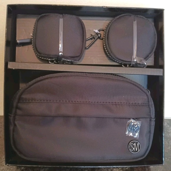 Steve Madden Handbags - Steve Madden 3-Pc Gift Set Belt Bag + 2 Pouches Coin Purse Earbud Case Black New